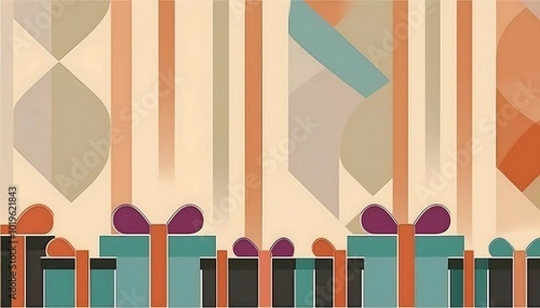 Fototapeta Red and black Christmas background concept Red and black ribbons wrapped around Christmas gift boxes