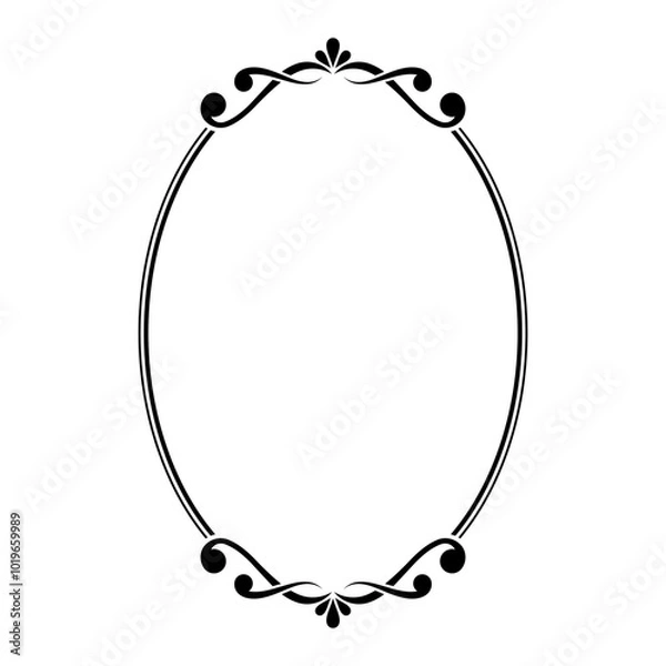 Obraz Oval Ornamental frame vector border