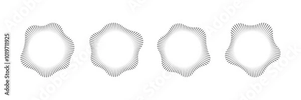 Fototapeta Radial wave sound lines circular frame