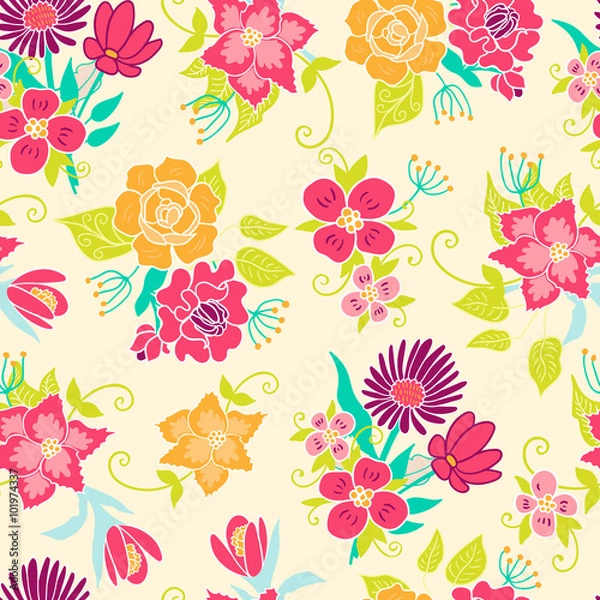 Fototapeta Seamless floral pattern vector background