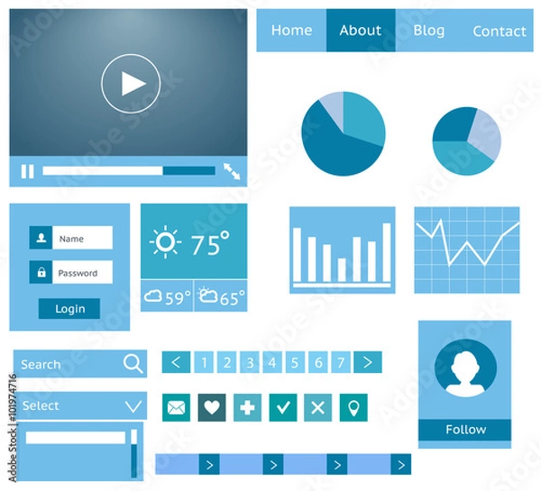 Obraz Flat elements design, ui set vector
