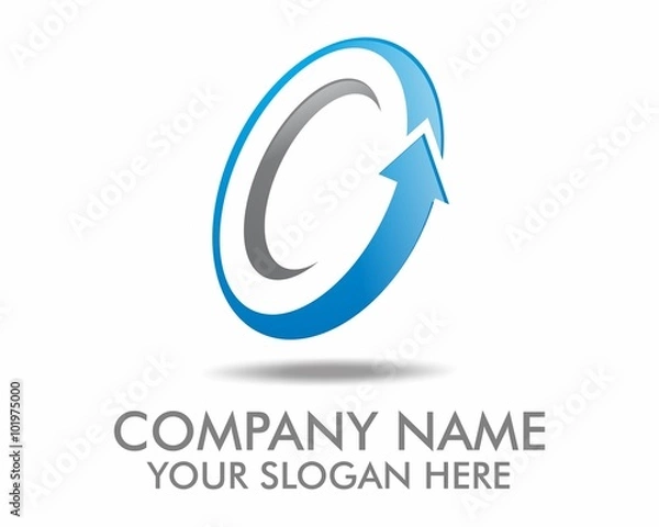 Fototapeta wheel blue arrow logo vector