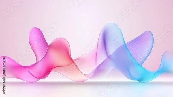 Fototapeta Abstract pink and blue wavy lines on a white background.