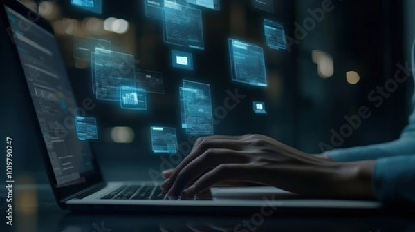 Fototapeta Coding and Digital Data Flow