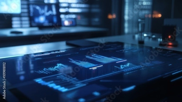 Fototapeta Digital Interface with Data Graphs