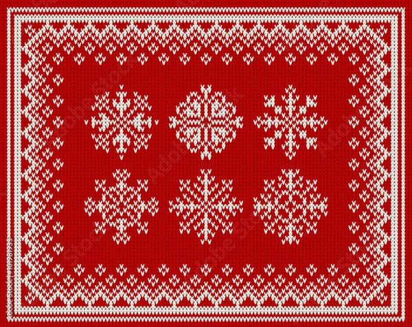 Obraz Abstract background with set of knitted ornament