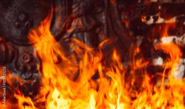 Obraz Flames texture background on a black background