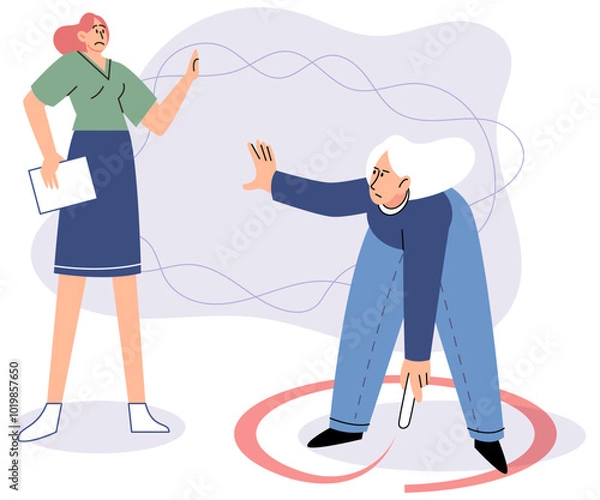 Fototapeta Boundary vector illustration. Boundaries act as safeguards, protecting our personal space and emotions Each persons unique personality traits influence their preferences for boundaries Exploring