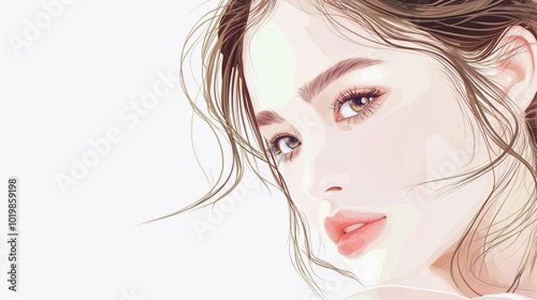 Fototapeta 女性の上半身イラスト