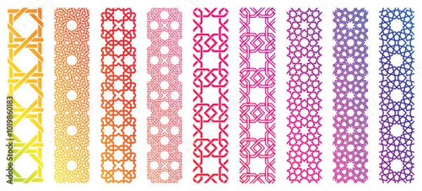 Obraz Seamless Islamic pattern icon collection. Kufi and seamless pattern mega bundle