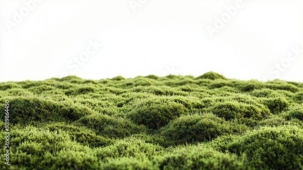 Obraz endless field covered grass, moss and herbs on white background