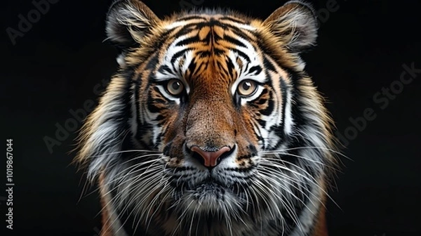 Obraz Close-up Portrait of a Tiger with Intricate Stripes and Whiskers