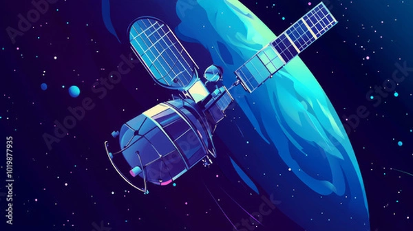 Fototapeta A design background for space communication, featuring a vector illustration.