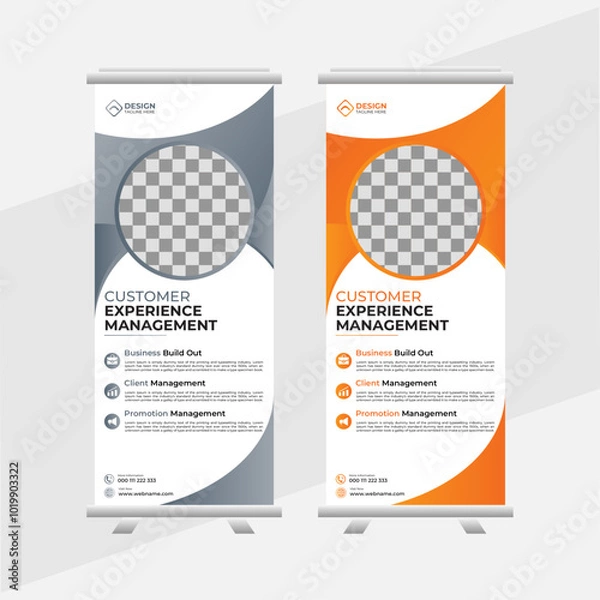 Fototapeta Abstract Modern Roll-up banner design stands template layout. Corporate business pull-up banner for exhibition. editable roll-up banner vector template 