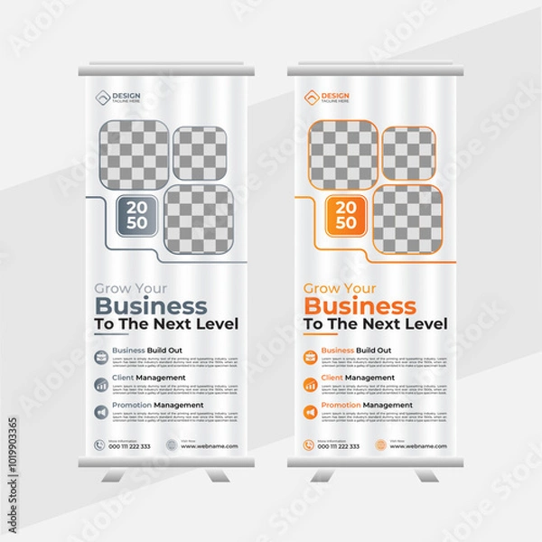 Fototapeta stylish Roll-up banner design stands template for corporate company business layout with two colors. editable roll-up banner vector template