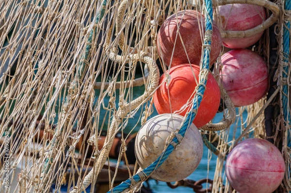 Fototapeta Fisherman net hanged for drying in Chioggia