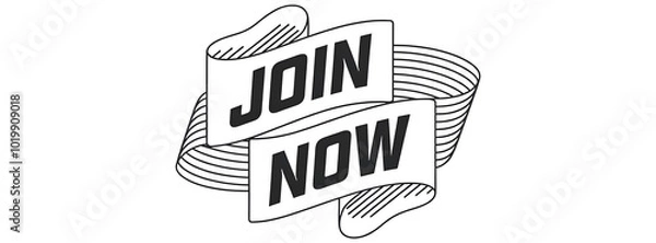 Fototapeta JOIN NOW creative banner,minimalistic flat vector illustration,plain background