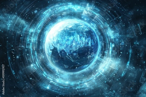 Fototapeta The Connected Globe, 5G and Digital Connectivity