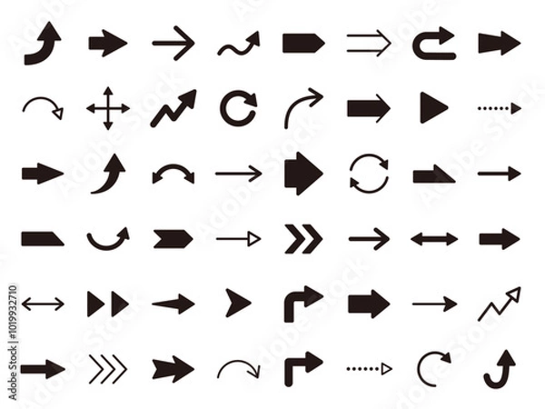 Obraz 矢印のベクターイラストセット。アイコン、シンプル