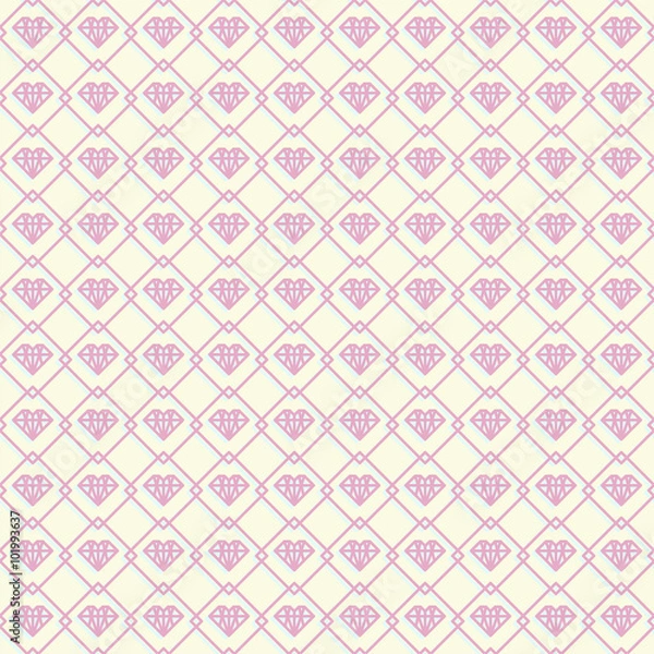 Fototapeta Seamless geometric pattern with hearts. Vector repeating texture. Stylish valentines background