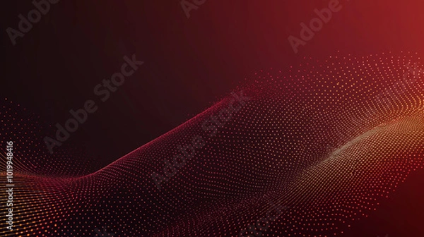 Fototapeta Golden waves and lines, dots in a maroon background. AI generation
