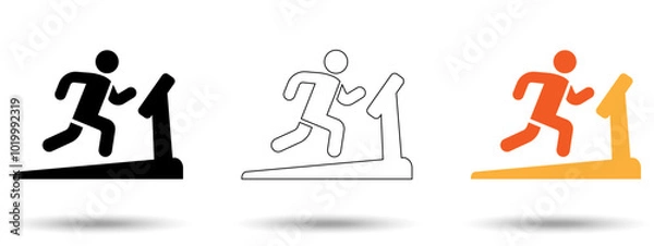 Fototapeta Treadmill icon. Treadmill icon on a white background, isolated. The icon has three uses in applications and websites. Vector illustration. Treadmill icon on a white background.