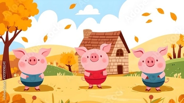 Obraz The three little pigs