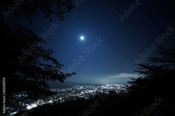 Fototapeta 福島県 信夫山からの夜景