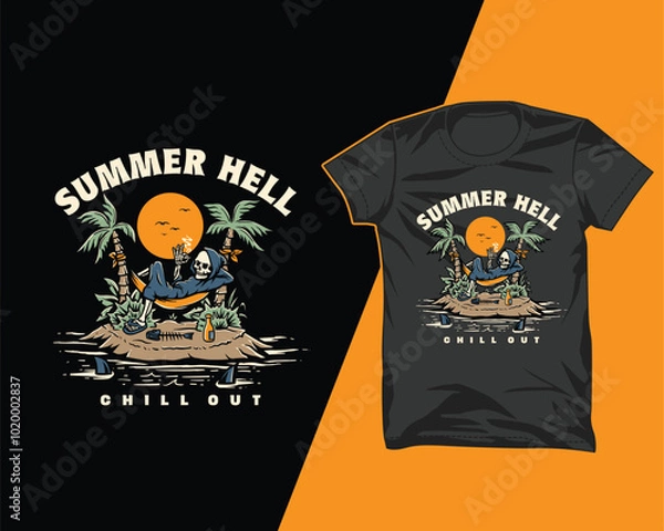 Obraz summer hell grim reaper tshirt design