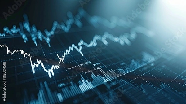 Fototapeta A Close-Up View of a Stock Market Chart Displaying Fluctuating Prices and Trends