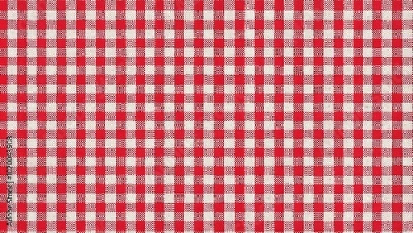 Fototapeta Background with red and white checkered tablecloth Point of View