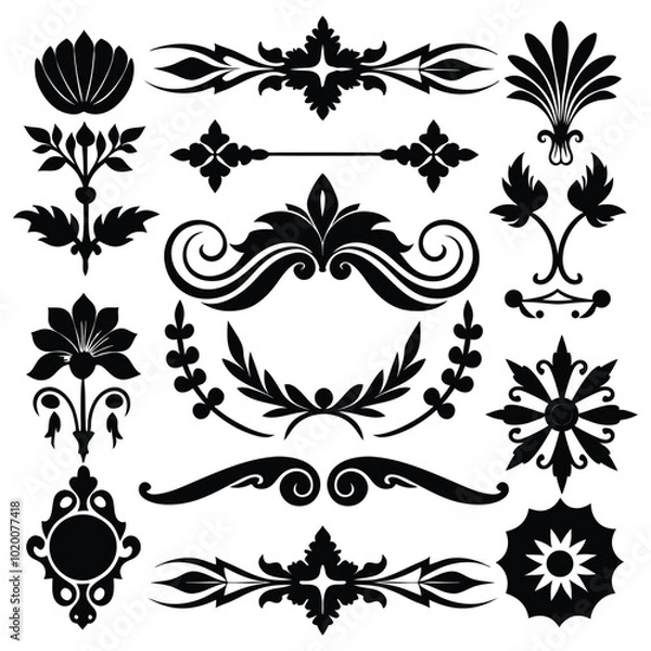 Fototapeta Vintage Floral Elements Vector Set