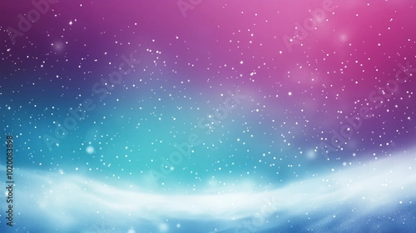 Fototapeta Dreamy Gradient Background in Pink and Turquoise with Snowy Sparkles and Soft Light