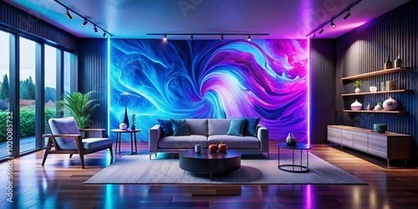 Fototapeta Vibrant Purple and Blue Abstract Wallpaper Design for Modern Interior and Digital Background Use