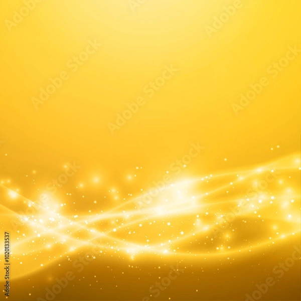 Fototapeta Bright ripe orange background with magical soft swooshy smoke lines and scattered sparkles - Vector illustration