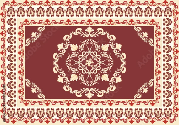 Fototapeta Carpet pattern, carpet design, Navajo tribal fabric, boho, geometric pattern, elegant design carpet, decorate the dining room, bedroom, carpet pattern blanket, woven carpet illustration