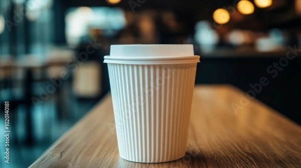 Fototapeta Close up coffee cup take away on table over bokeh background.
