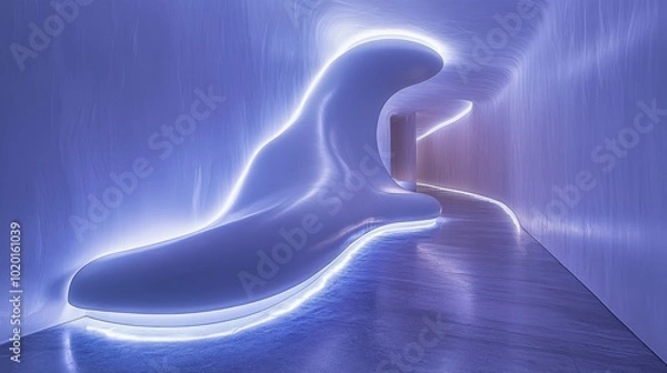 Fototapeta Abstract Architectural Design with Curved Walls and LED Lighting