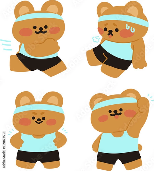 Fototapeta 귀여운 런닝 달리기 곰돌이