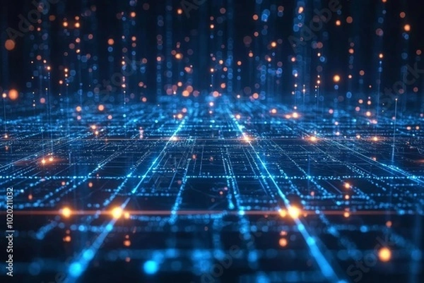 Fototapeta Digital Technology background of data and network created with Generative AI