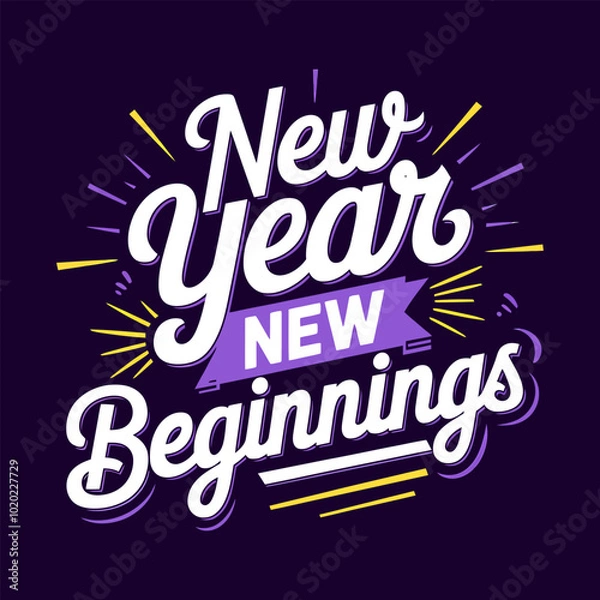 Fototapeta New Year, New Beginnings typography t-shirt design