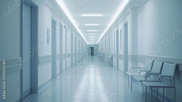 Obraz Empty Hospital Corridor with White Lighting