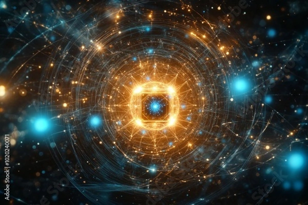 Fototapeta Quantum Network Nexus, Quantum Computing in Digital Ecosystems