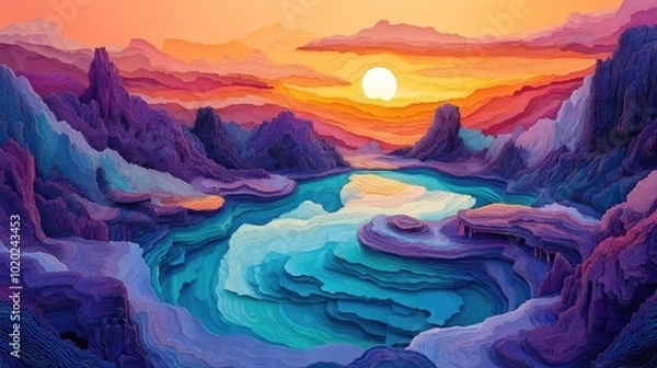 Fototapeta Porcelain Basin within a geothermal area featuring unique mineral formations and vibrant colors showcasing natural beauty and geological phenomena