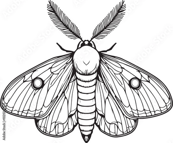 Fototapeta Wax Moth Bug simple outline vector illustration line art