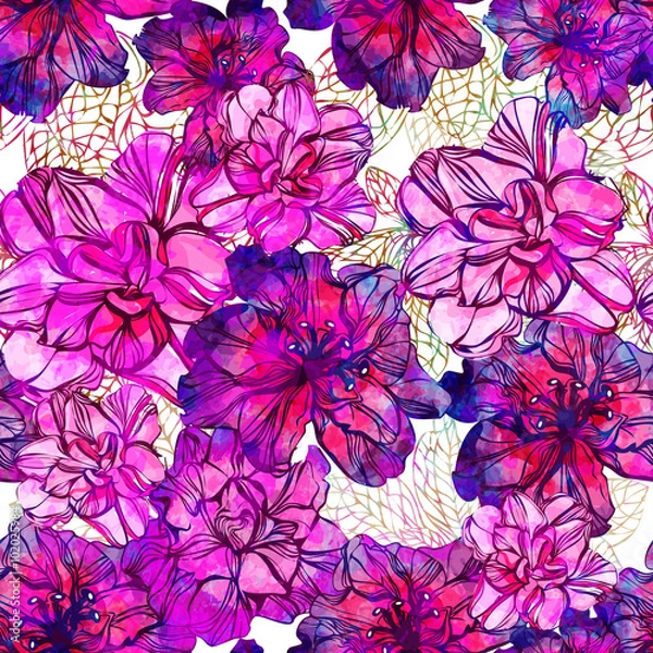Obraz Seamless pattern with abstract bright flowers. Vector, EPS 10