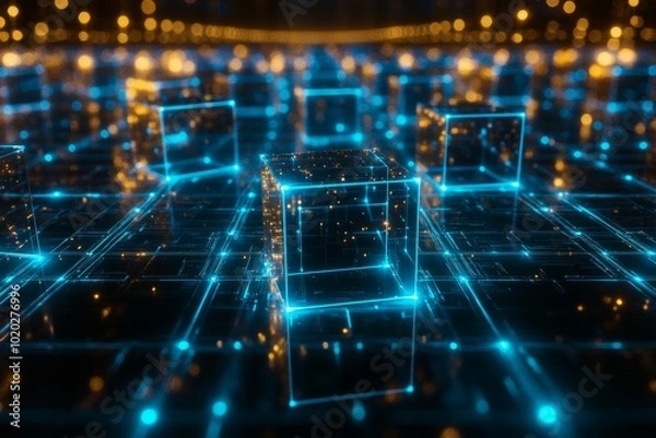 Fototapeta Quantum Computing Grid, Quantum Computing in Digital Ecosystems