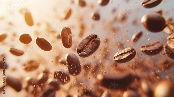 Fototapeta The Coffee Beans in Motion