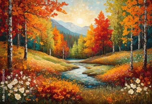 Fototapeta vibrant natural patterns evolving through seasons showcasing unique textures colorforms transformations changing landscape, rainbow, lgbtq, lgbt, pride