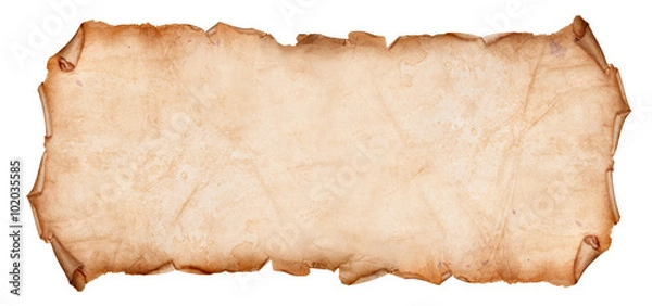 Fototapeta Stary zwój rozdarty papier samodzielnie na białym tle